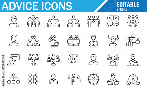 Consulting and Mentorship Line Icons – Editable Stroke Vector Pack