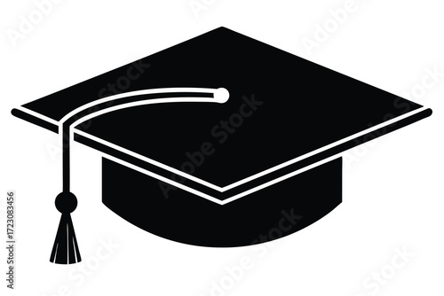 graduation cap icon silhouette vector illustration