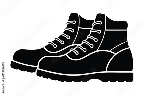 hiking boots icon silhouette vector illustration