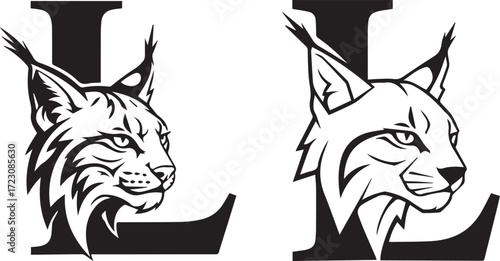 Graphic Illustration of a Stylized Wildcat Head Integrated with the Letter L