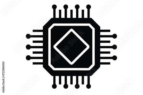 microchip icon silhouette vector illustration