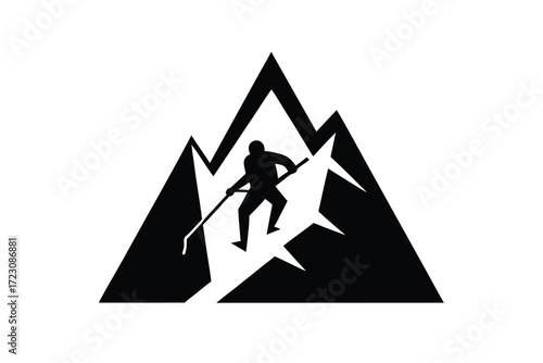 mountain climber icon silhouette vector illustration