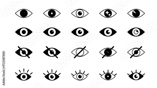 Eye icon set. Eye symbol. Open eyes pictures.	