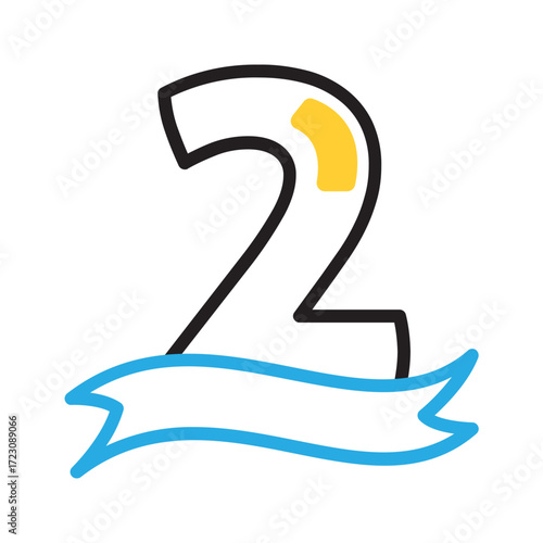 Vector multi color icon for Number 2