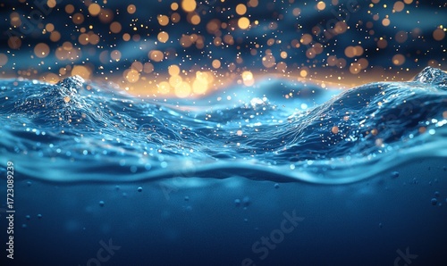 Abstract water surface with glittering light