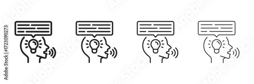 Opinion Icon Set With Multiple Line Styles Vector Illustration.