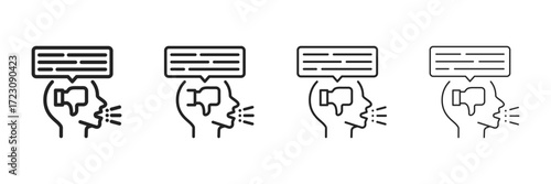 Complaint Icon Set With Multiple Line Styles Vector Illustration.