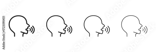 Voice Icon Set With Multiple Line Styles Vector Illustration.