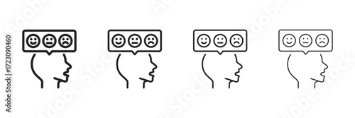 Reaction Icon Set With Multiple Line Styles Vector Illustration.