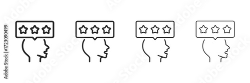 Review Icon Set With Multiple Line Styles Vector Illustration.