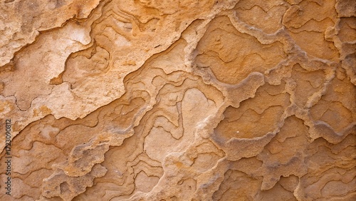 Texture Ondulée en Grès Beige avec Motifs Naturels Sculptés pour Design Extérieur et Paysager