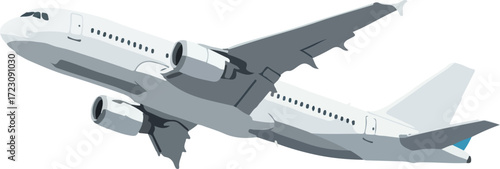 Commercial Passenger Airliner Taking Off, Isolated Vector Illustration

