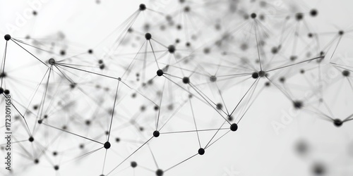 Network of Connections: An abstract visual representation of interconnected nodes and lines, illustrating the complex structure of networks and relationships within the digital realm.