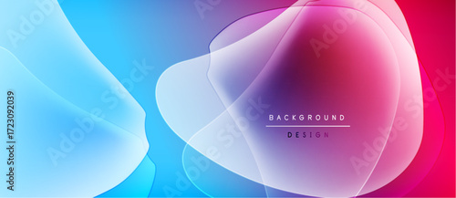 Abstract colorful background. Overlapping translucent shapes create vibrant gradients. Modern design elements suggest fluidity, energy.