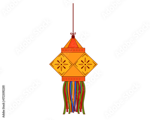 vector illustration of colorful diwali hanging lantern