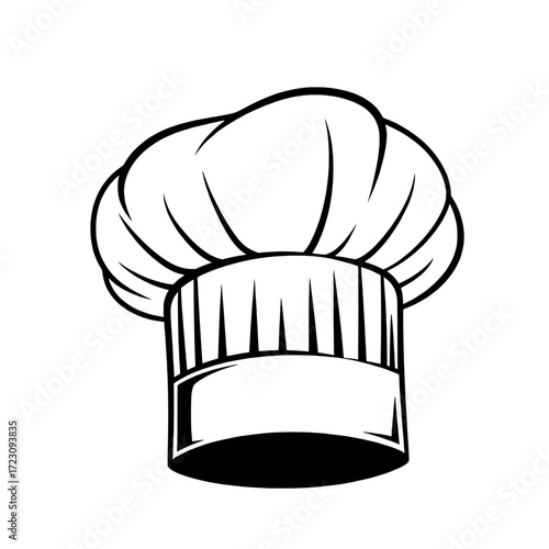 Classic chef s toque hat illustration with pleats and a band isolated on white background