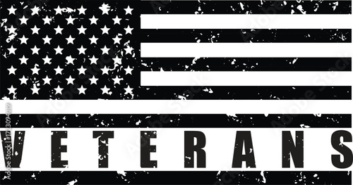 Distressed American Flag with the word VETERANS in bold white letters veterans grunge