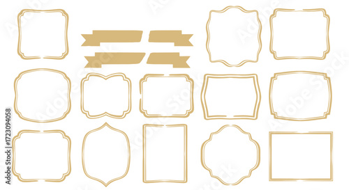 Elevate designs with these elegant gold frames and ribbons for invitations, announcements, and stylish branding projects, adding a touch of luxury