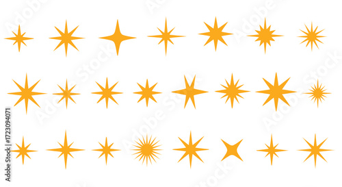 Collection of golden starbursts for adding a dazzling, sparkly effect to your creative design projects for social media, presentations, and marketing materials