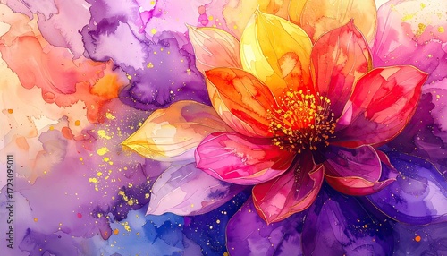 Wallpaper Mural Vibrant floral art with watercolor-style blooms and abstract background Torontodigital.ca