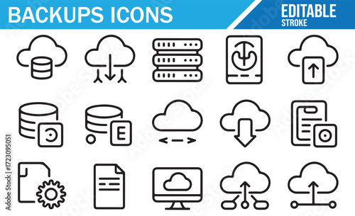 Backup and Sync Symbols – Minimal Monoline UI Pack