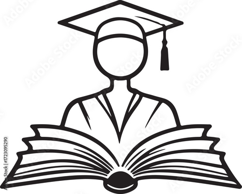 Graduate Reading Book Icon for Education, Learning, Knowledge & Academic Achievement