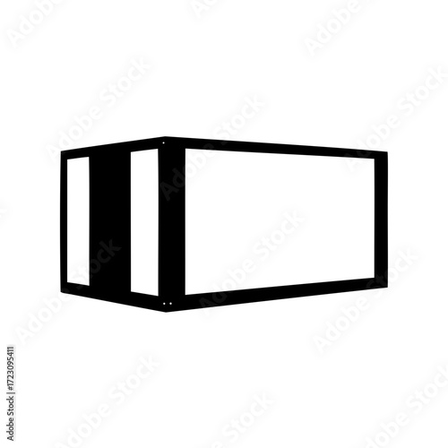 Abstract Black and White Geometric Shape with Windowlike Structure and Minimalist Design