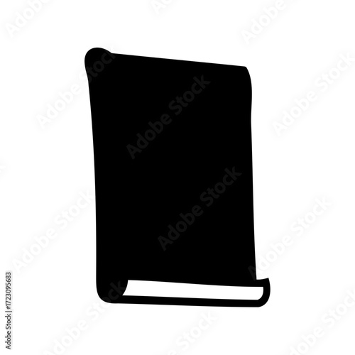 Black silhouette of a scroll or document on a white background