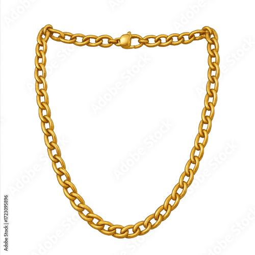 Realistic gold chain forming heart shape on transparent background