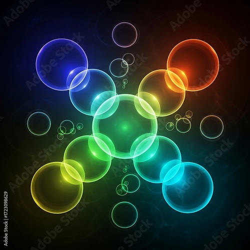 Colorful Intertwined Circles Abstract Design.
