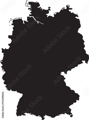 Silhouette of germany map geographic shape outline country national borders topography silhouette
