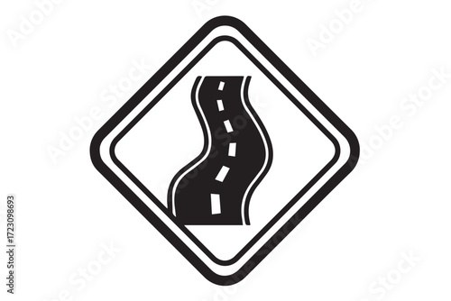 Road sign symbol for a winding or curved road ahead