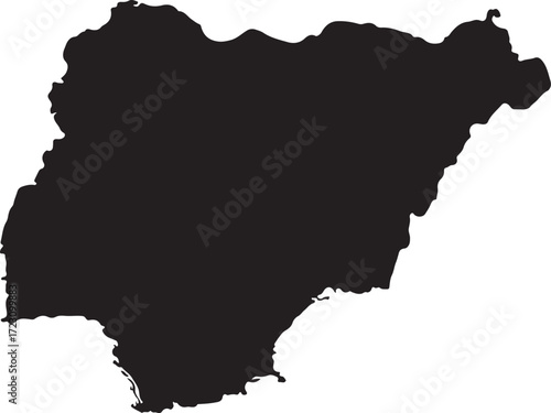 Silhouette map of nigeria country geographic shape for travel and business planning