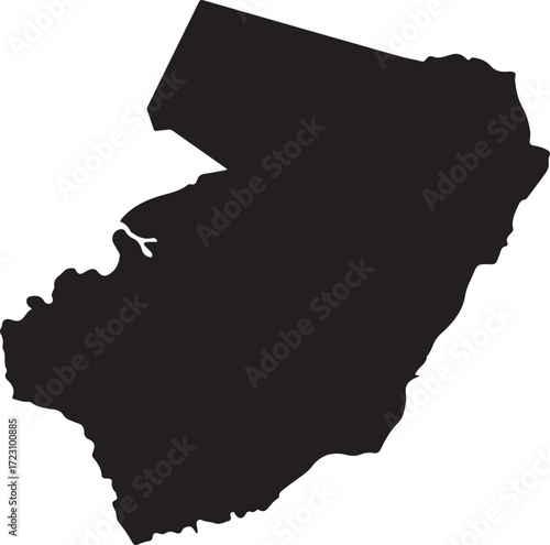 Detailed silhouette map of a region showing geographic boundaries and landmass shape
