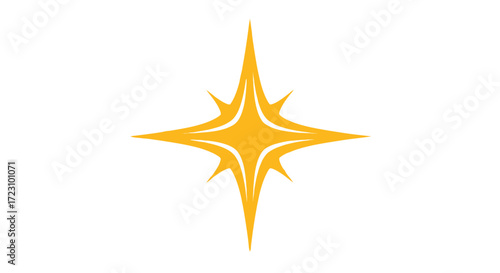 Dynamic golden starburst graphic element radiating energy and brilliance, perfect for branding and design projects