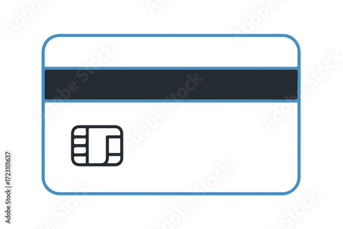 Blank credit card with magnetic stripe and chip isolated on Transparent Background