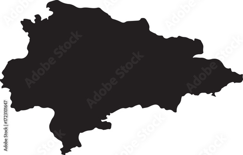 Silhouette map of the republic of tatarstan a region in russia with intricate borders and a stark outline