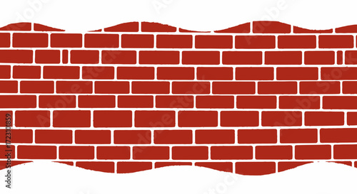 Red brick wall with snow, perfect for winter holiday backgrounds and seasonal design projects, creating a cozy atmosphere