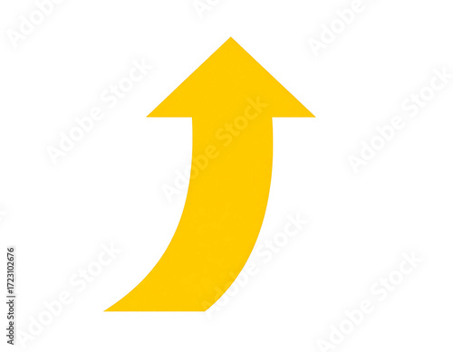 A vibrant, curved, golden arrow pointing upward, suggesting growth, progress, or ascension