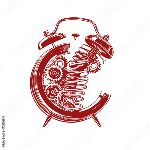 Intricate clockwork design showcases the inner workings of time in an abstract, vintage style