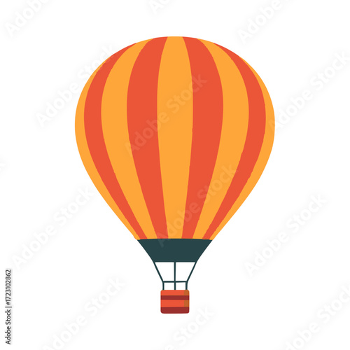 Whimsical hot air balloon illustration with vibrant stripes, perfect for adventure travel themes