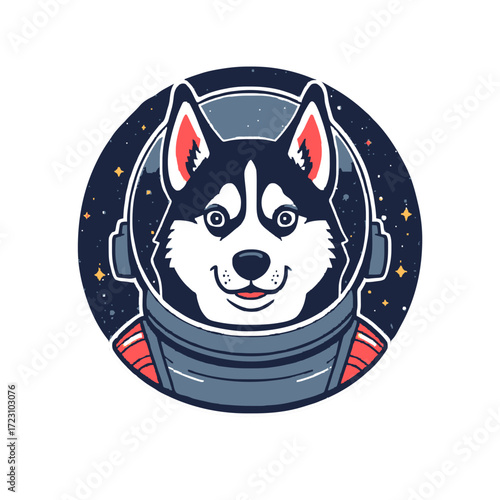 Adorable husky astronaut exploring the cosmos with a happy smile, perfect for pet lovers!