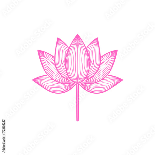 Elegant pink lotus flower line art illustration for yoga studio branding and spa promotions