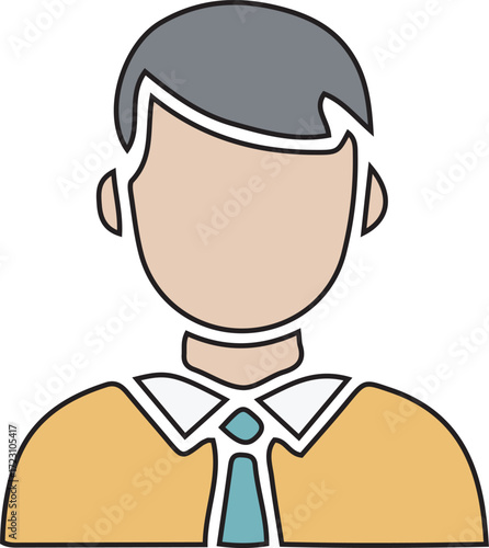 Simple flat-style male avatar icon with gray hair and formal shirt, suitable for profile or user interface.