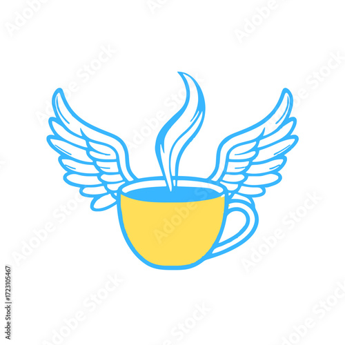Get your day soaring with this whimsical coffee cup design, perfect for creative projects today