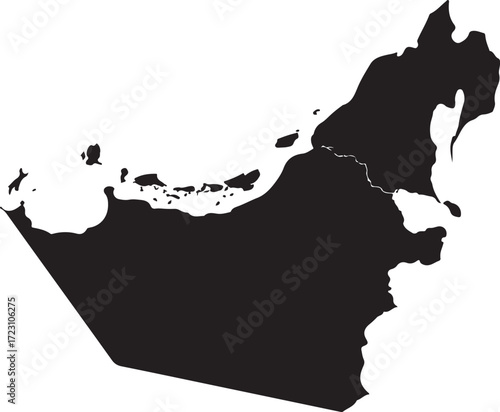 United arab emirates map silhouette geographic outline middle eastern country shape