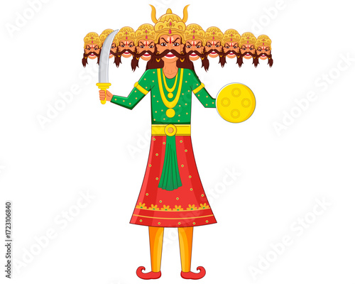 vector illustration of Ravana with ten heads for Navratri dussehra festival ravan dahan 