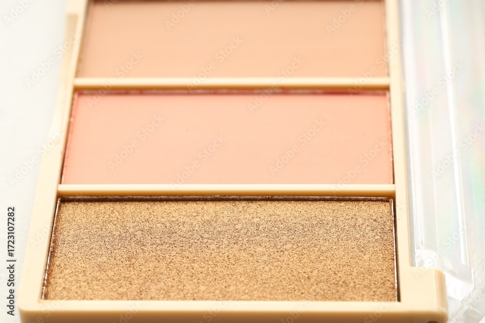 Fototapeta premium Beautiful eyeshadow palette on white background, closeup