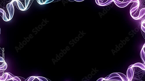 framing adenine background of clean black, adenine brilliant glowing network abut shot dilute inward silk fibril appears, enclose inward adenine streaming saltation of emerald and purple