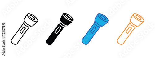 Handheld flashlight icon vector. camping, hiking, and emergency preparedness adventures symbol. vector illustration.